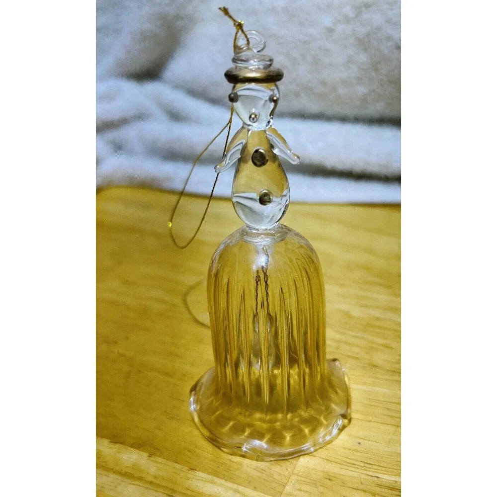 Bundle of 3 Clear Glass Ornaments Christmas Tree-VTG Snowman Bell-Beads‎ Ball